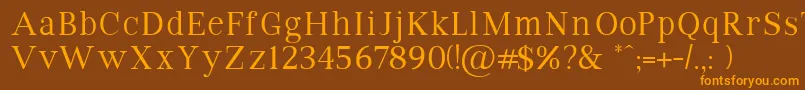 VipromanRegular-Schriftart – Orangefarbene Schriften auf braunem Hintergrund