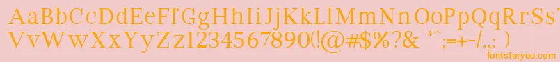 VipromanRegular-Schriftart – Orangefarbene Schriften auf rosa Hintergrund