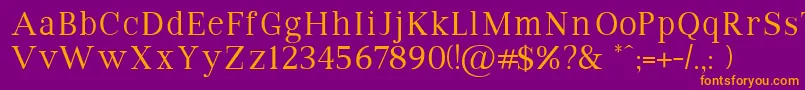 VipromanRegular-fontti – oranssit fontit violetilla taustalla