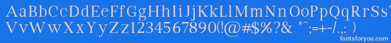 VipromanRegular-fontti – vaaleanpunaiset fontit sinisellä taustalla