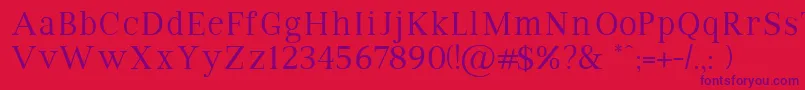 Czcionka VipromanRegular – fioletowe czcionki na czerwonym tle
