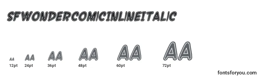 Размеры шрифта SfWonderComicInlineItalic