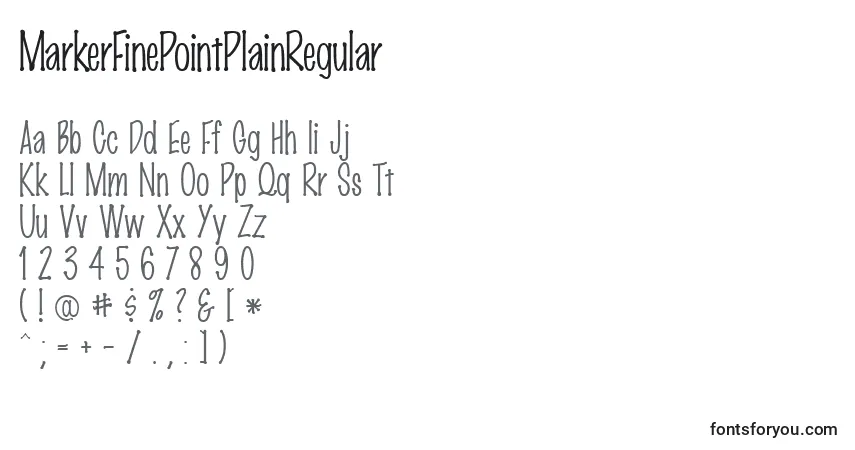 A fonte MarkerFinePointPlainRegular – alfabeto, números, caracteres especiais