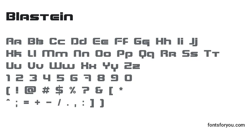 Czcionka Blastein – alfabet, cyfry, specjalne znaki