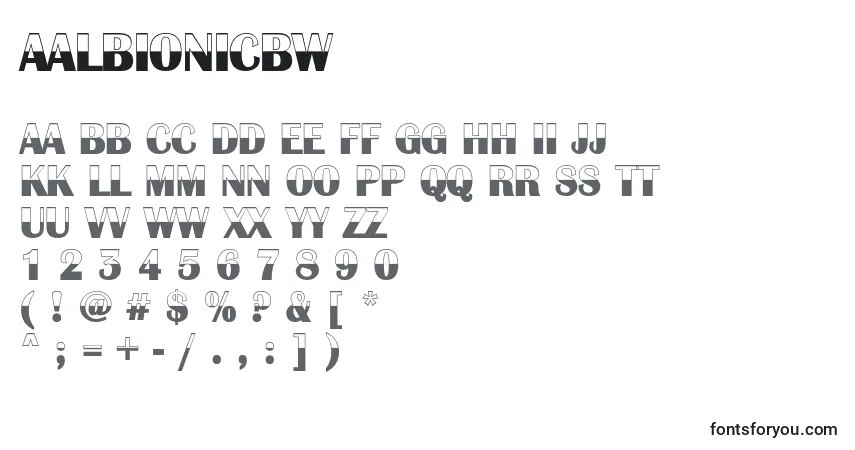Czcionka AAlbionicbw – alfabet, cyfry, specjalne znaki