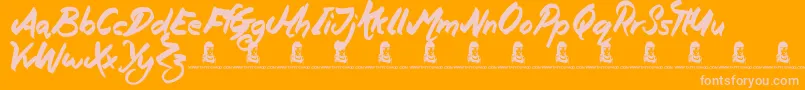 Oily-Schriftart – Rosa Schriften auf orangefarbenem Hintergrund
