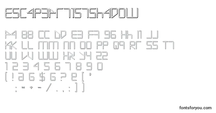 Czcionka EscapeArtistShadow – alfabet, cyfry, specjalne znaki