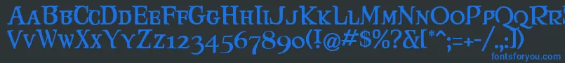 Maryjca Font – Blue Fonts on Black Background