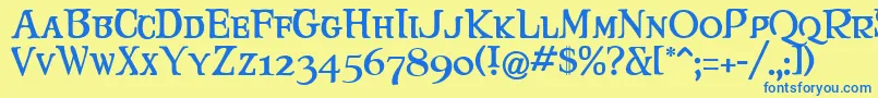 Maryjca Font – Blue Fonts on Yellow Background