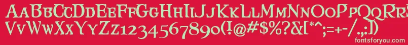 フォントMaryjca – 赤い背景に緑の文字