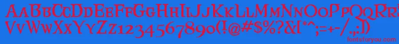 Maryjca Font – Red Fonts on Blue Background