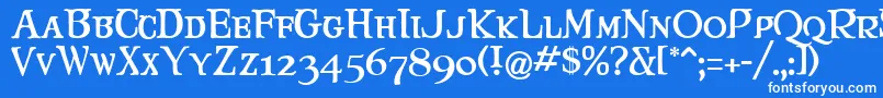 フォントMaryjca – 青い背景に白い文字