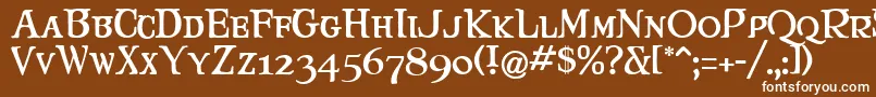 Maryjca-Schriftart – Weiße Schriften auf braunem Hintergrund