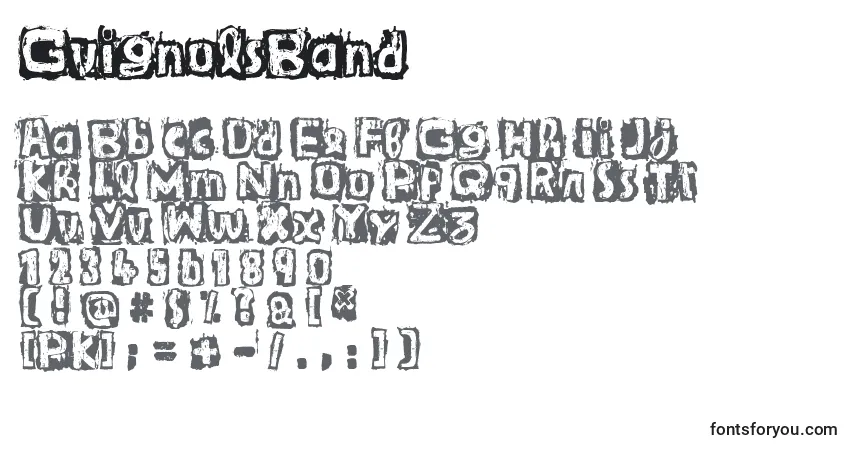 Шрифт GuignolsBand – алфавит, цифры, специальные символы