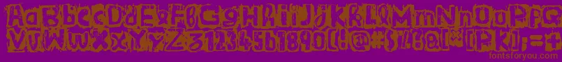 GuignolsBand-Schriftart – Braune Schriften auf violettem Hintergrund
