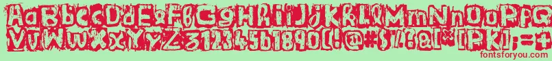 GuignolsBand-fontti – punaiset fontit vihreällä taustalla
