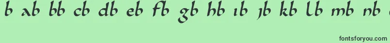 フォントKarolingisch – 緑の背景に黒い文字