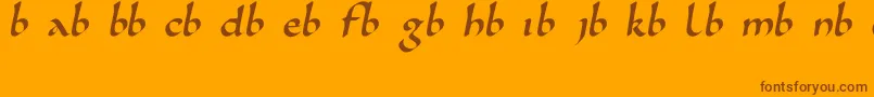 Karolingisch-Schriftart – Braune Schriften auf orangefarbenem Hintergrund