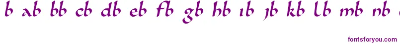 Karolingisch-Schriftart – Violette Schriften auf weißem Hintergrund