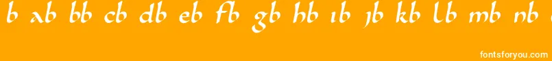 Karolingisch-Schriftart – Weiße Schriften auf orangefarbenem Hintergrund