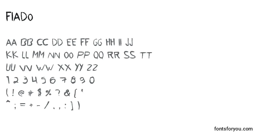 Schriftart Fiado – Alphabet, Zahlen, spezielle Symbole