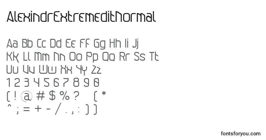 AlexindrExtremeditNormal-fontti – aakkoset, numerot, erikoismerkit