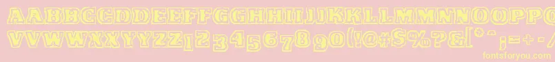 VtcFunkinfratRegular-Schriftart – Gelbe Schriften auf rosa Hintergrund