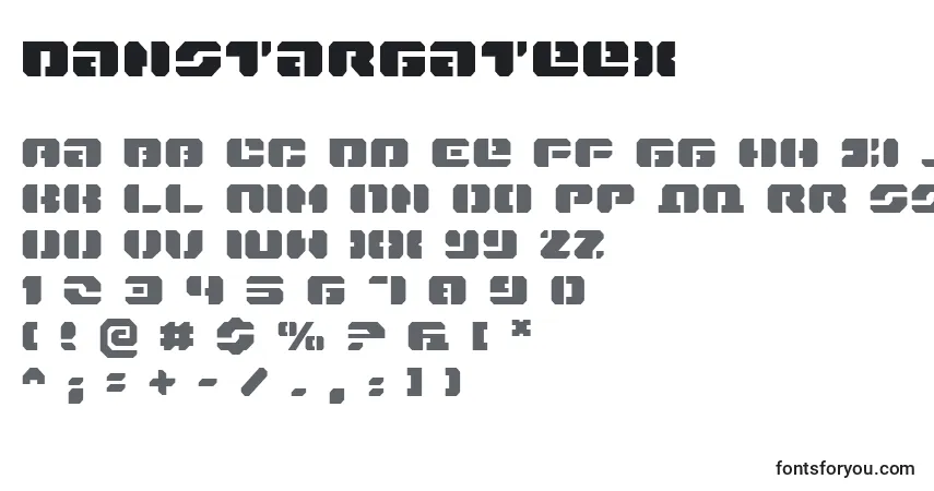A fonte Danstargateex – alfabeto, números, caracteres especiais