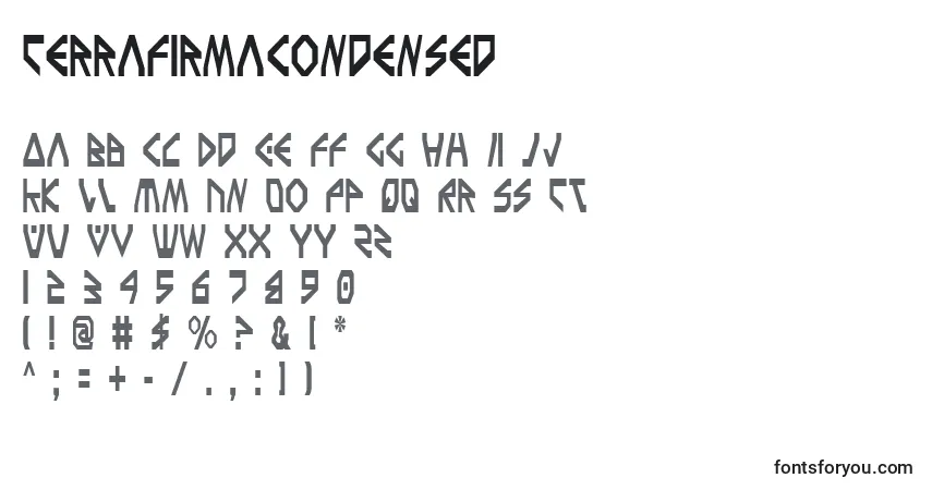 Czcionka TerraFirmaCondensed – alfabet, cyfry, specjalne znaki