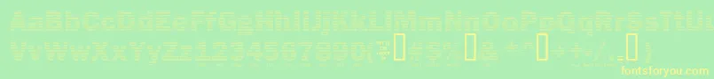 フォントSecure24a – 黄色の文字が緑の背景にあります