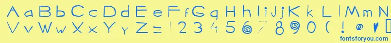 フォントJagular – 青い文字が黄色の背景にあります。