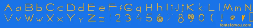 フォントJagular – オレンジ色の文字が青い背景にあります。