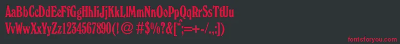 フォントW730RomanCdRegular – 黒い背景に赤い文字