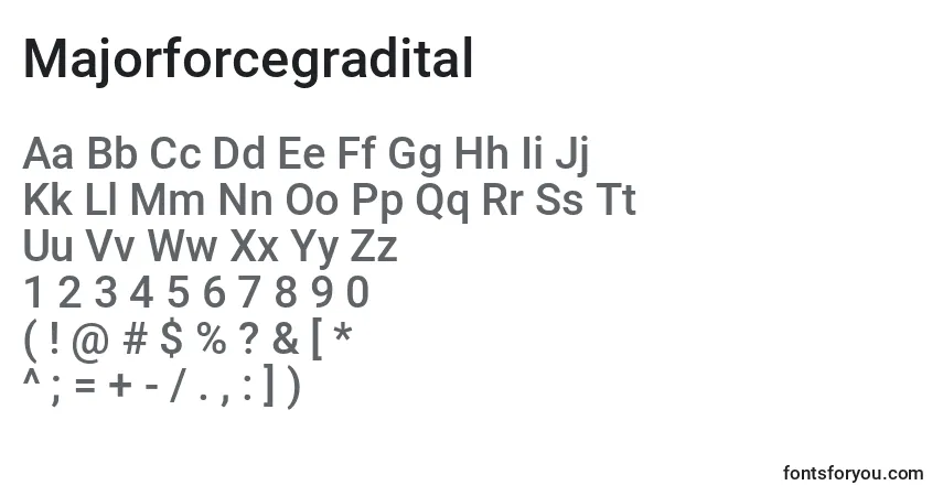 Schriftart Majorforcegradital – Alphabet, Zahlen, spezielle Symbole