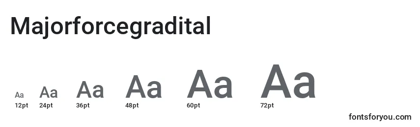 Размеры шрифта Majorforcegradital
