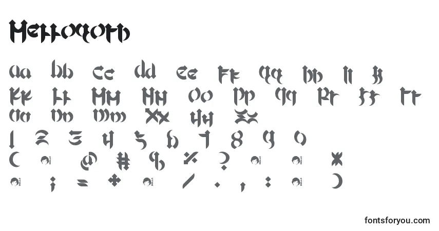 Fuente Mellogoth - alfabeto, números, caracteres especiales