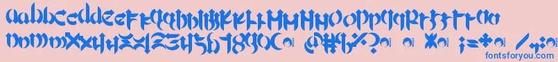 Mellogoth-Schriftart – Blaue Schriften auf rosa Hintergrund