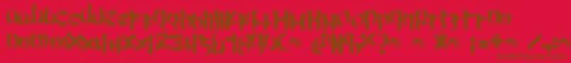 Czcionka Mellogoth – brązowe czcionki na czerwonym tle
