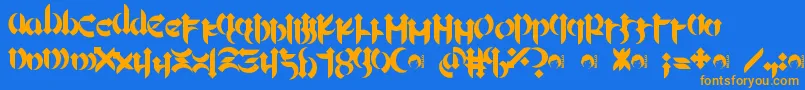 Mellogoth-Schriftart – Orangefarbene Schriften auf blauem Hintergrund
