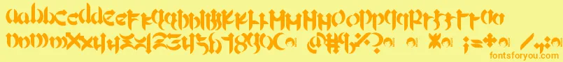Mellogoth-Schriftart – Orangefarbene Schriften auf gelbem Hintergrund