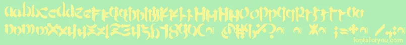 フォントMellogoth – 黄色の文字が緑の背景にあります