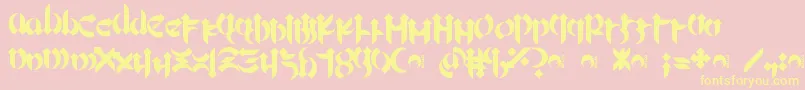Mellogoth-fontti – keltaiset fontit vaaleanpunaisella taustalla