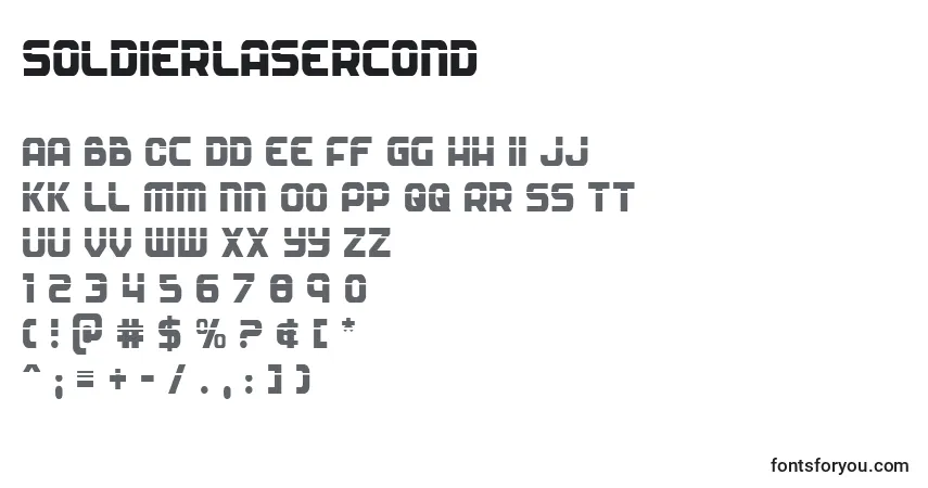 Czcionka Soldierlasercond – alfabet, cyfry, specjalne znaki