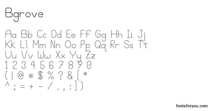 A fonte Bgrove – alfabeto, números, caracteres especiais
