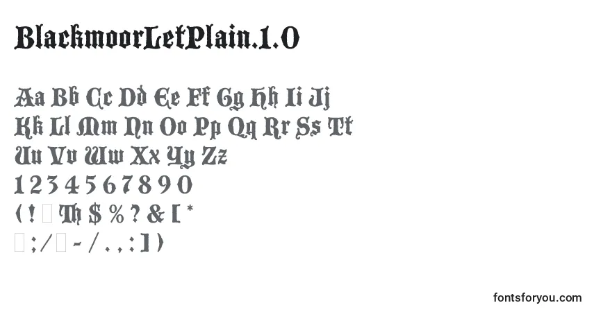Schriftart BlackmoorLetPlain.1.0 – Alphabet, Zahlen, spezielle Symbole