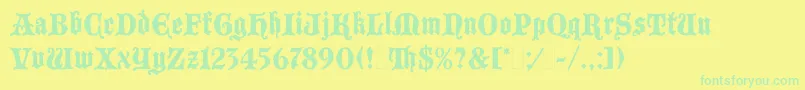 BlackmoorLetPlain.1.0 Font – Green Fonts on Yellow Background