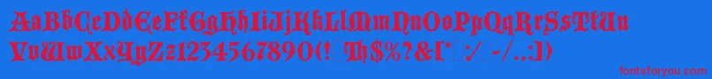 BlackmoorLetPlain.1.0 Font – Red Fonts on Blue Background