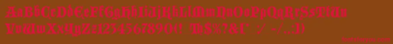 BlackmoorLetPlain.1.0 Font – Red Fonts on Brown Background