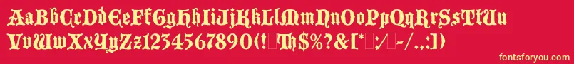 フォントBlackmoorLetPlain.1.0 – 黄色の文字、赤い背景