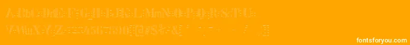 Stencix-Schriftart – Weiße Schriften auf orangefarbenem Hintergrund